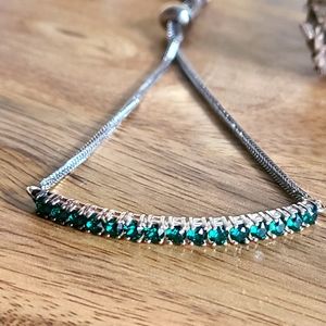 Swarovski Emerald Crystal 925 SS & Steel Bracelet NWT